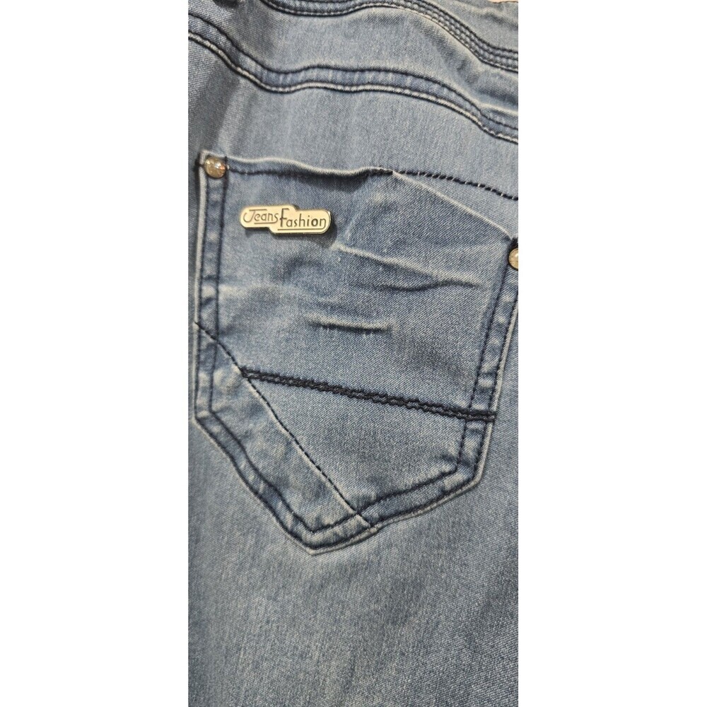 Meifanzi Designer Y2K Light Wash Skinny Japanese Jeans Blue Sequins Size 29 - Picture 8 of 16